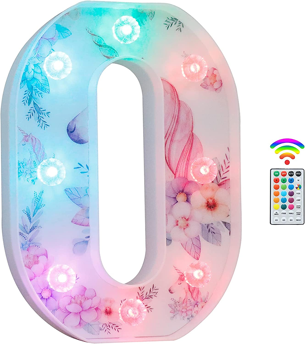 Thumbnail: Unicorn LED Up Letters, 18 Colour Changing Alphabet Sign Remote Night Light