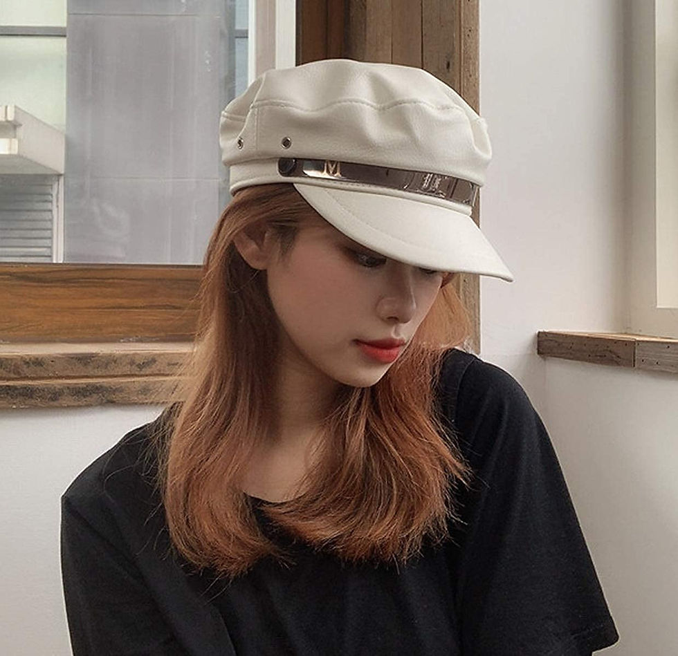 Thumbnail: Women PU Yacht Captain Sailor Hat Newsboy Cabbie Baker Boy Peaked Beret Cap