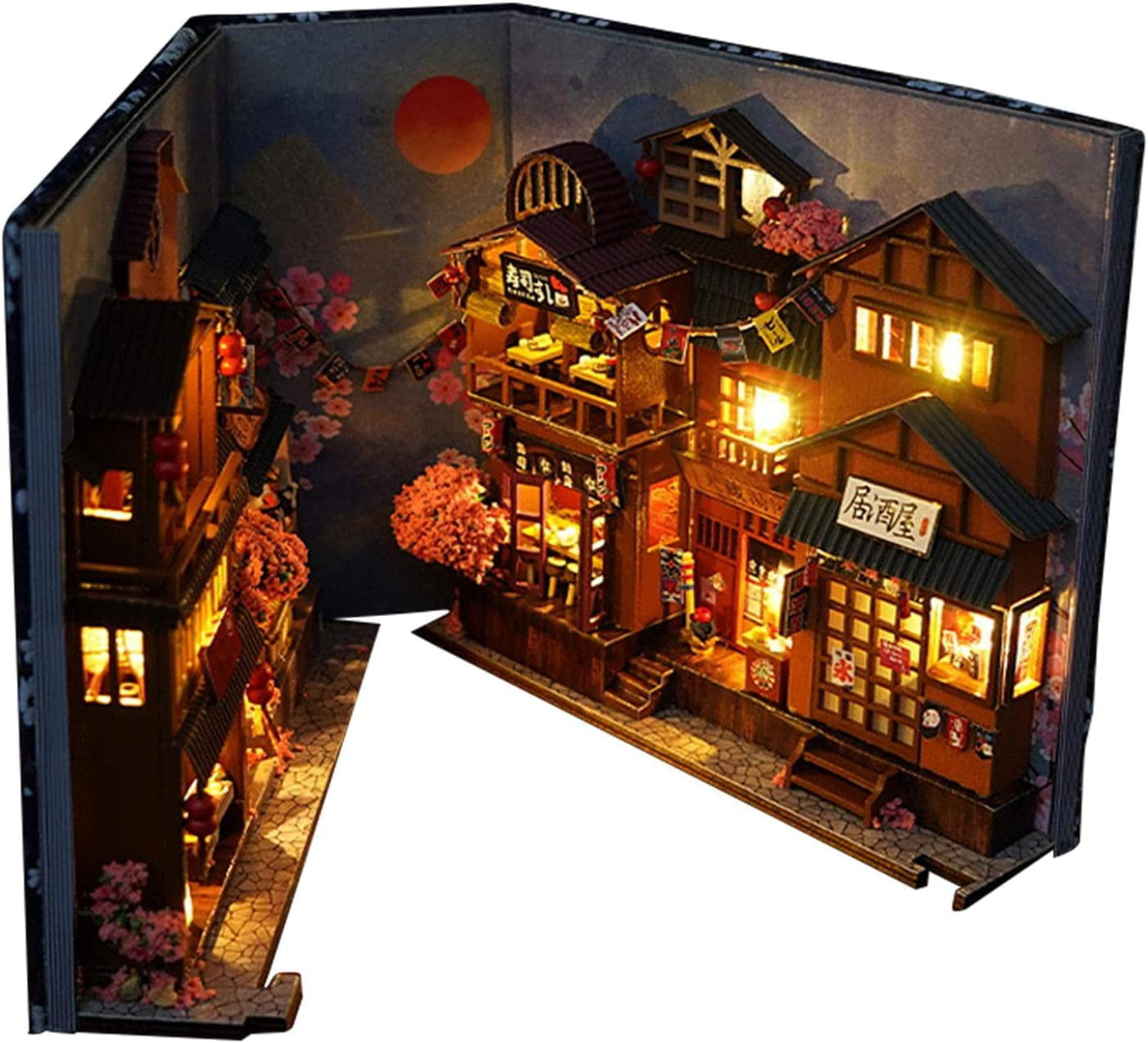 Oriental Oasis: Illuminated Bookshelf with Asian-Inspired Design