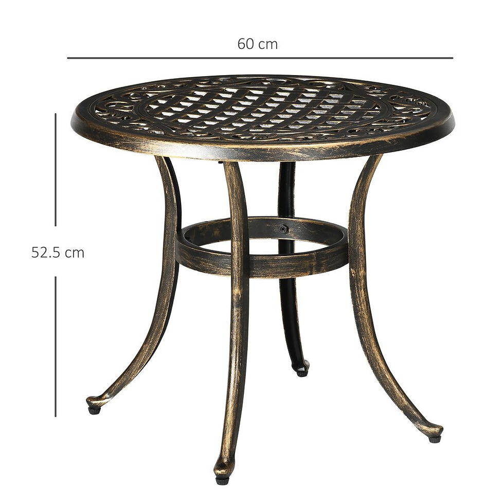 Thumbnail: Outsunny 60cm Round Hollow Top Design Side Table with Cast Aluminum Frame