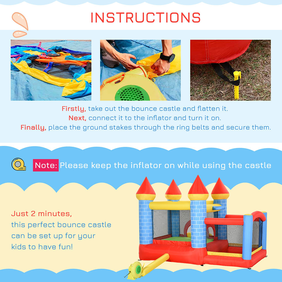 Thumbnail: 4-in-1 Multi-Color Bouncy Castle with Slide, Pool & Blower Perfect for Kids' Fun