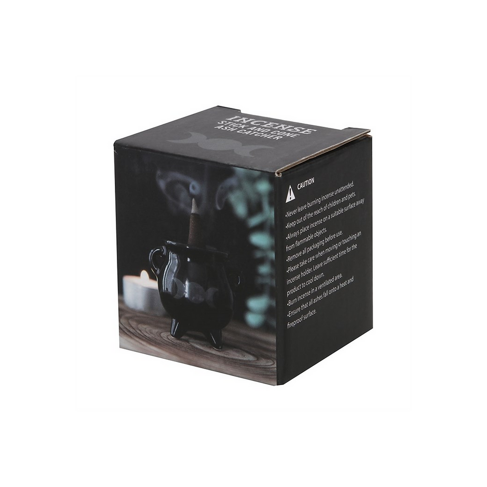 Thumbnail: Triple Moon Cauldron Ceramic Incense Holder