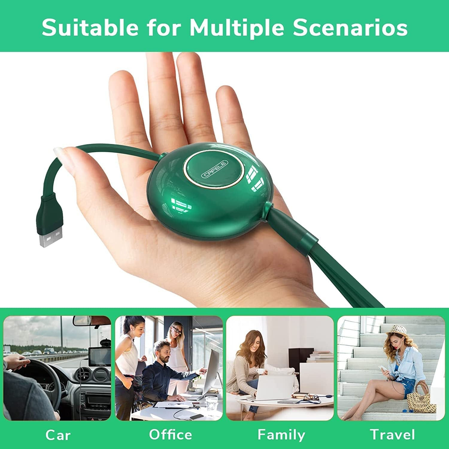 3 in1 Retractable Charging Cable,Multi USB Charger Cable Fast Charger Cord 3A