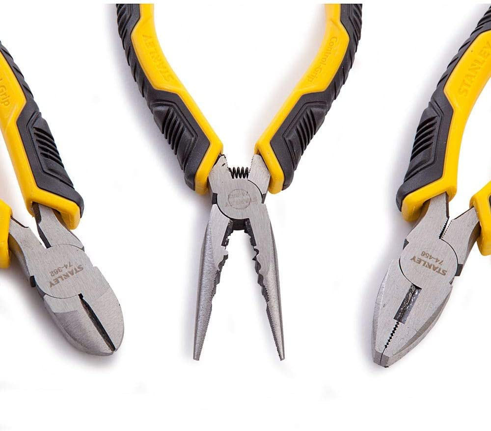 STANLEY STHT0-75094 3 Piece Control Grip Plier Set, Grip/Combination/Long Nose