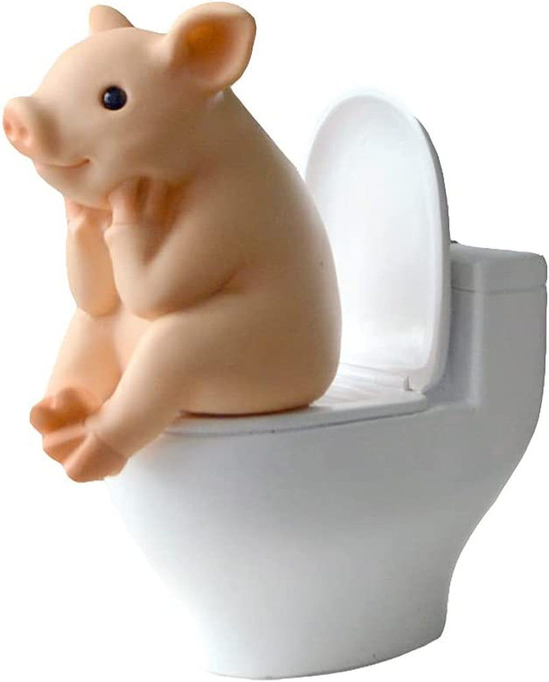 Thumbnail: Toilet Miniature Fairy Figurine- Toilet Thinking Pig Statue