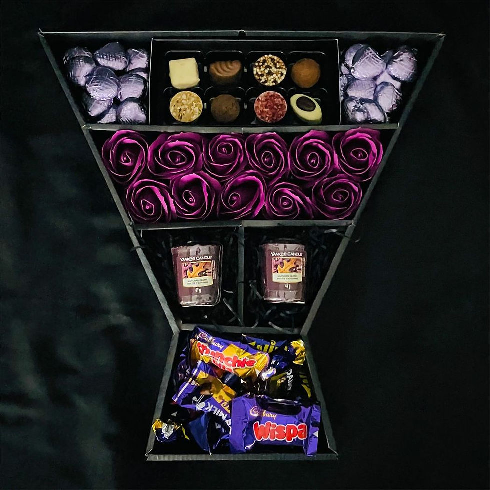 Thumbnail: Cadbury Heroes & Yankee Candle Signature Chocolate Bouquet With Purple Roses