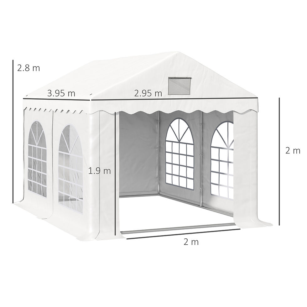 Thumbnail: 4x3m Gazebo Canopy PE Party Tent 4 Removable Side Walls White