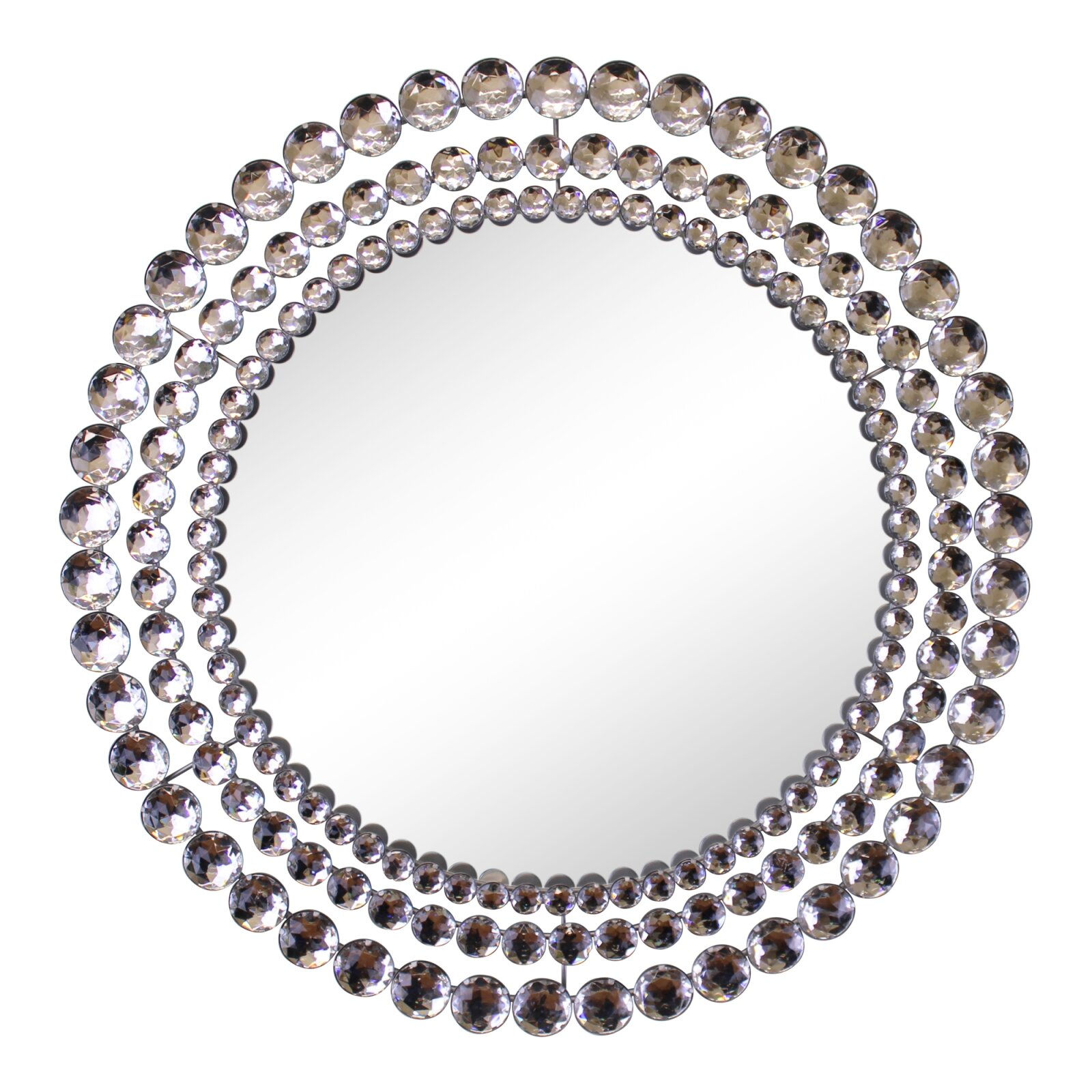 Silver Metal Jewelled Circular Wall Mirror Shipping furniture UK