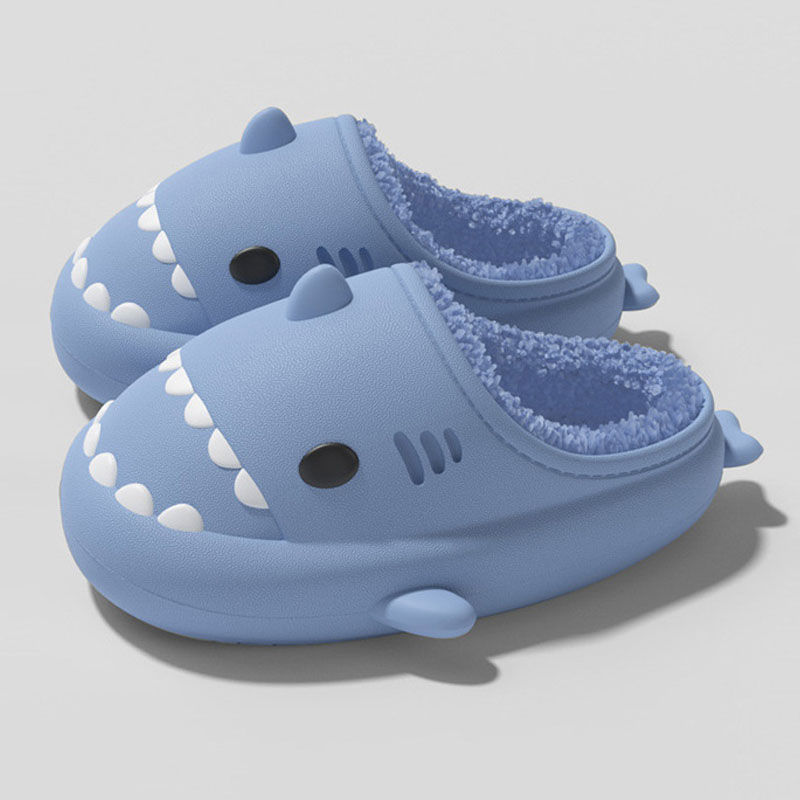 Thumbnail: Shark Plush Slippers for Men & Women - Warm, Non-Slip, Waterproof Home Shoes