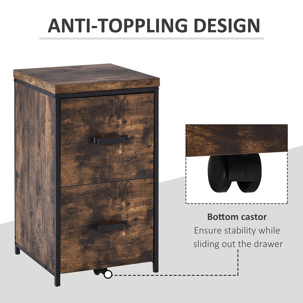 Thumbnail: 70cm Vertical Office Filing Cabinet w/ 2 Drawer, Hanging File Folder