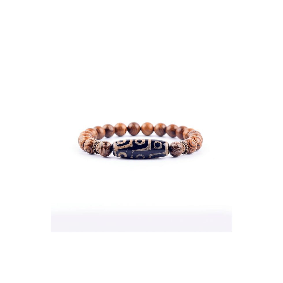 Thumbnail: Three-Eye Dzi Bead Bracelet – Tibetan Green Dongling Agate
