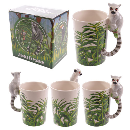 Novelty Ceramic Jungle Mug with Lemur Shaped Handle Novelty Gift yhon