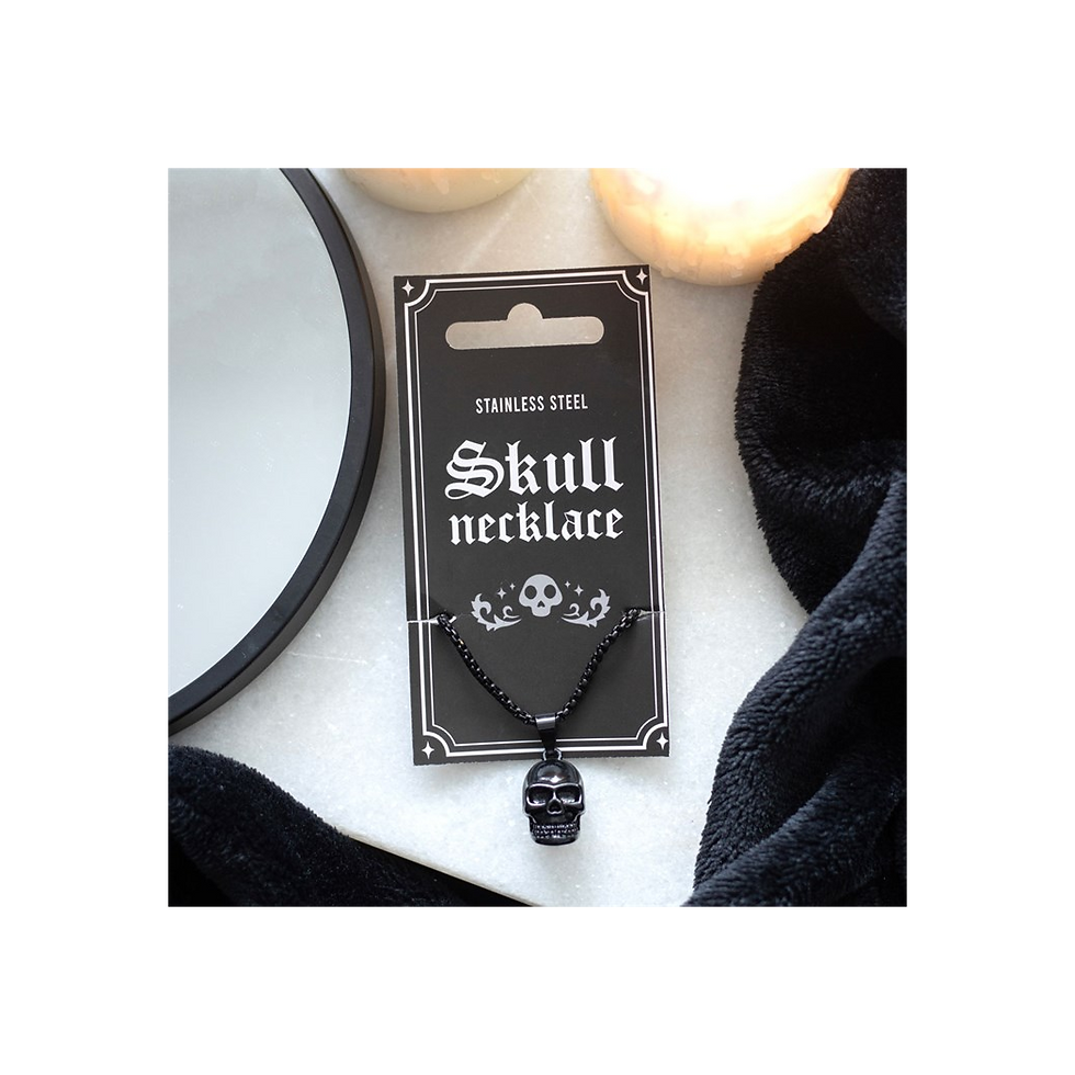 Thumbnail: Black Stainless Steel Skull Necklace