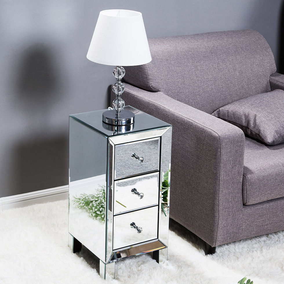 Thumbnail: Modern and Contemporary Mirrored 3-Drawers Nightstand Bedside Table