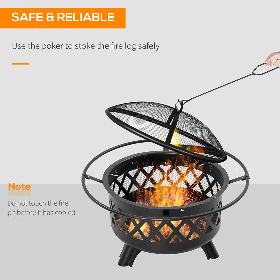 Thumbnail: 2-in-1 Outdoor Fire Pit BBQ Grill, Patio Heater Log Wood Charcoal Burner