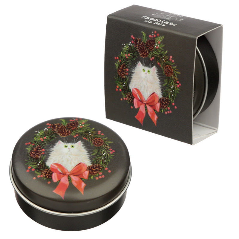 Thumbnail: Christmas Kim Haskins Cat Lip Balm in a Tin [Pack of 2] Novelty Gift