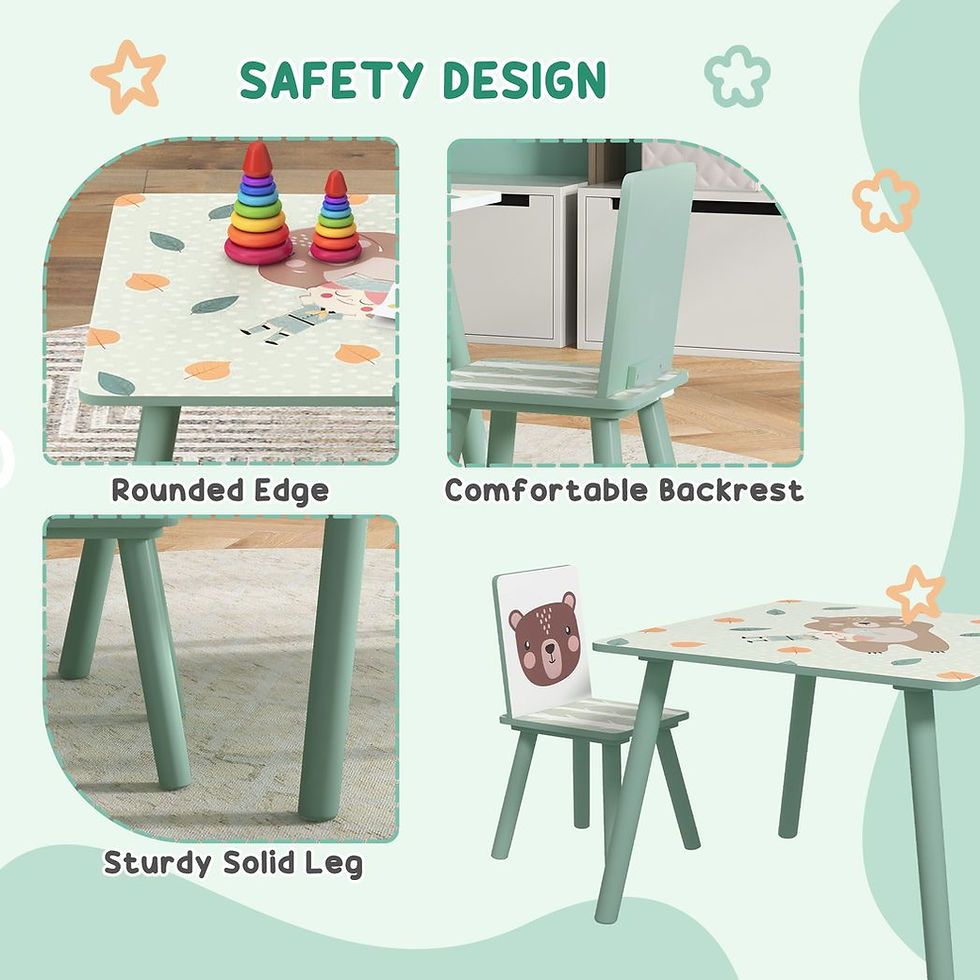 Thumbnail: Kids Table and Chairs, Children's Desk with 2 Chairs, Green