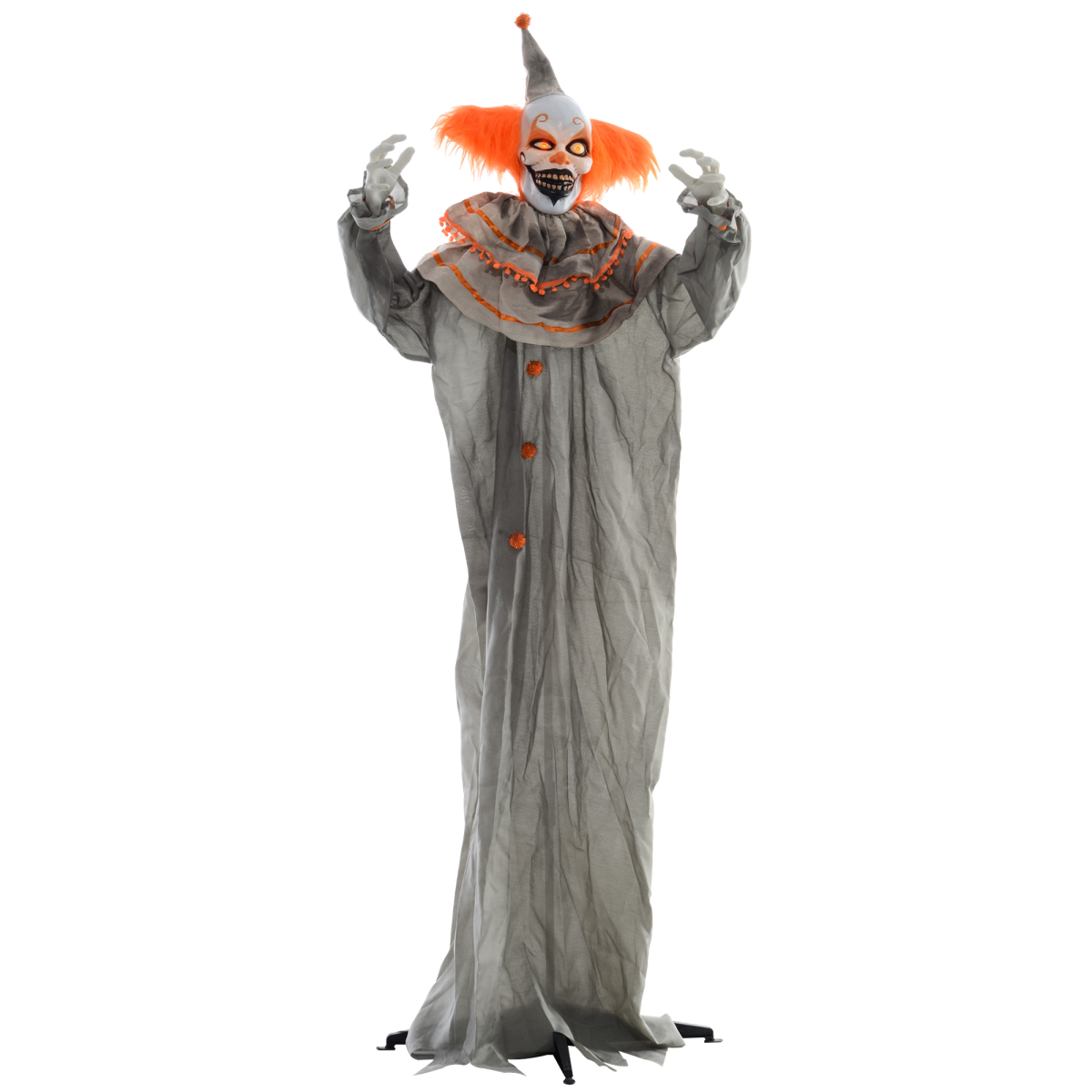 Orange Clown Halloween Animatronic – Light-Up Eyes