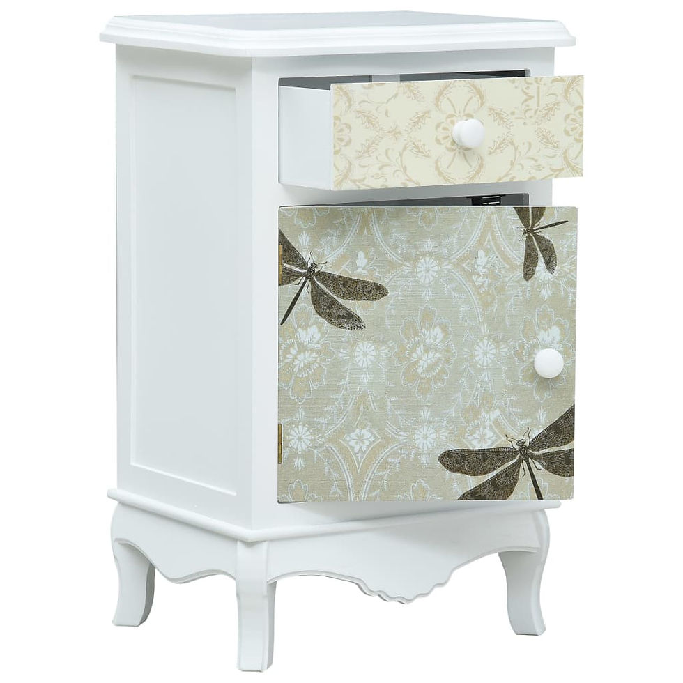 Thumbnail: Bedside Cabinet White and Grey 40x30x62 cm