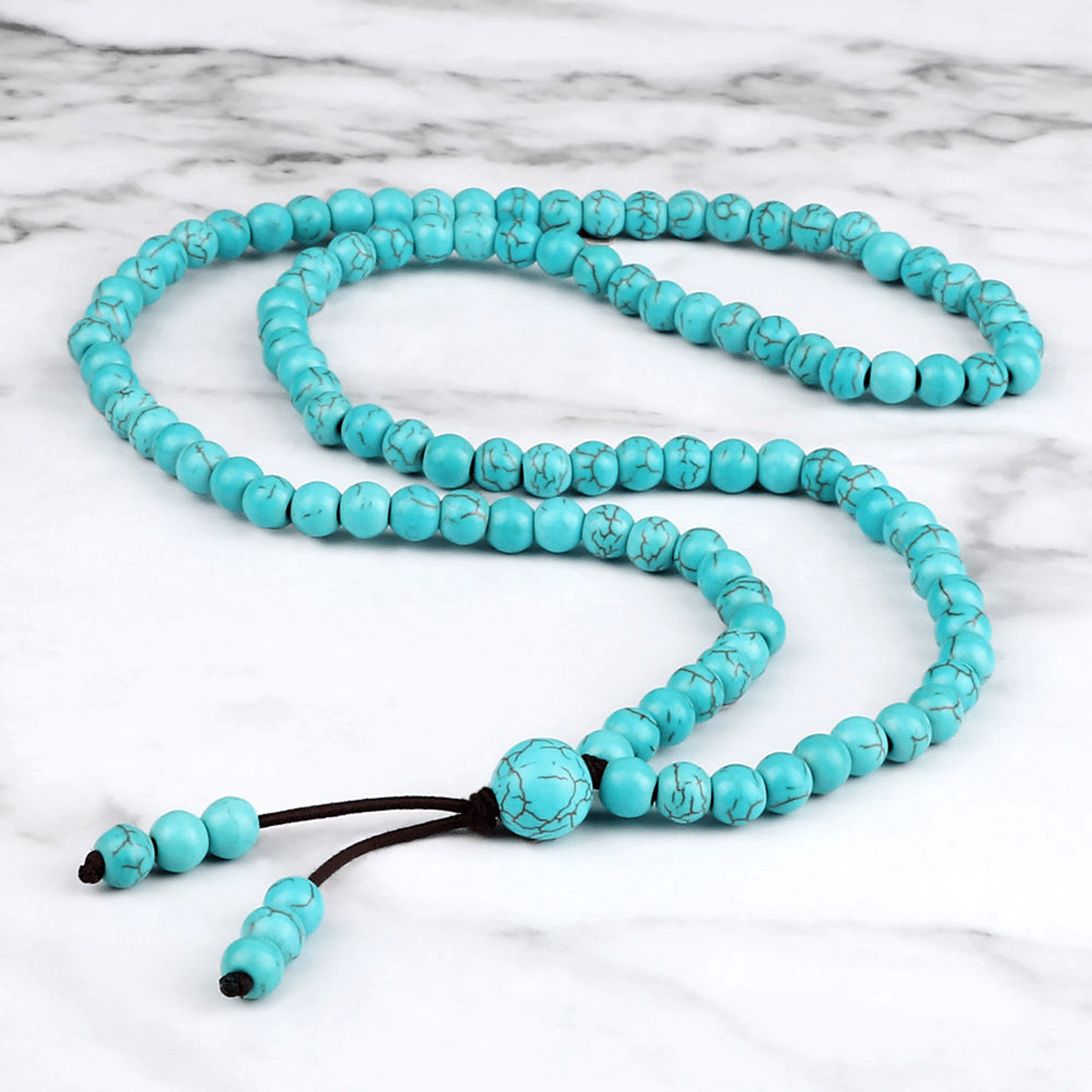 108 Mala Beads Necklace & Wrap Bracelet – Tibetan Buddha Blue