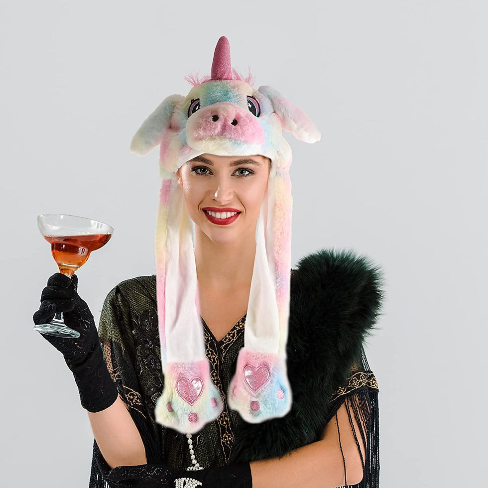 Thumbnail: Ear Moving Jumping Hats Plush Unicorn Animal Hat Ears Year Headwear for Gifts Ph
