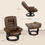 Thumbnail: Swivel Manual Recliner and Footrest Set PU Leather Chair Brown