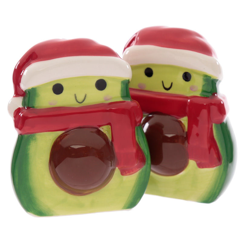 Fun Festive Christmas Avocado Salt and Pepper Set Novelty Gift