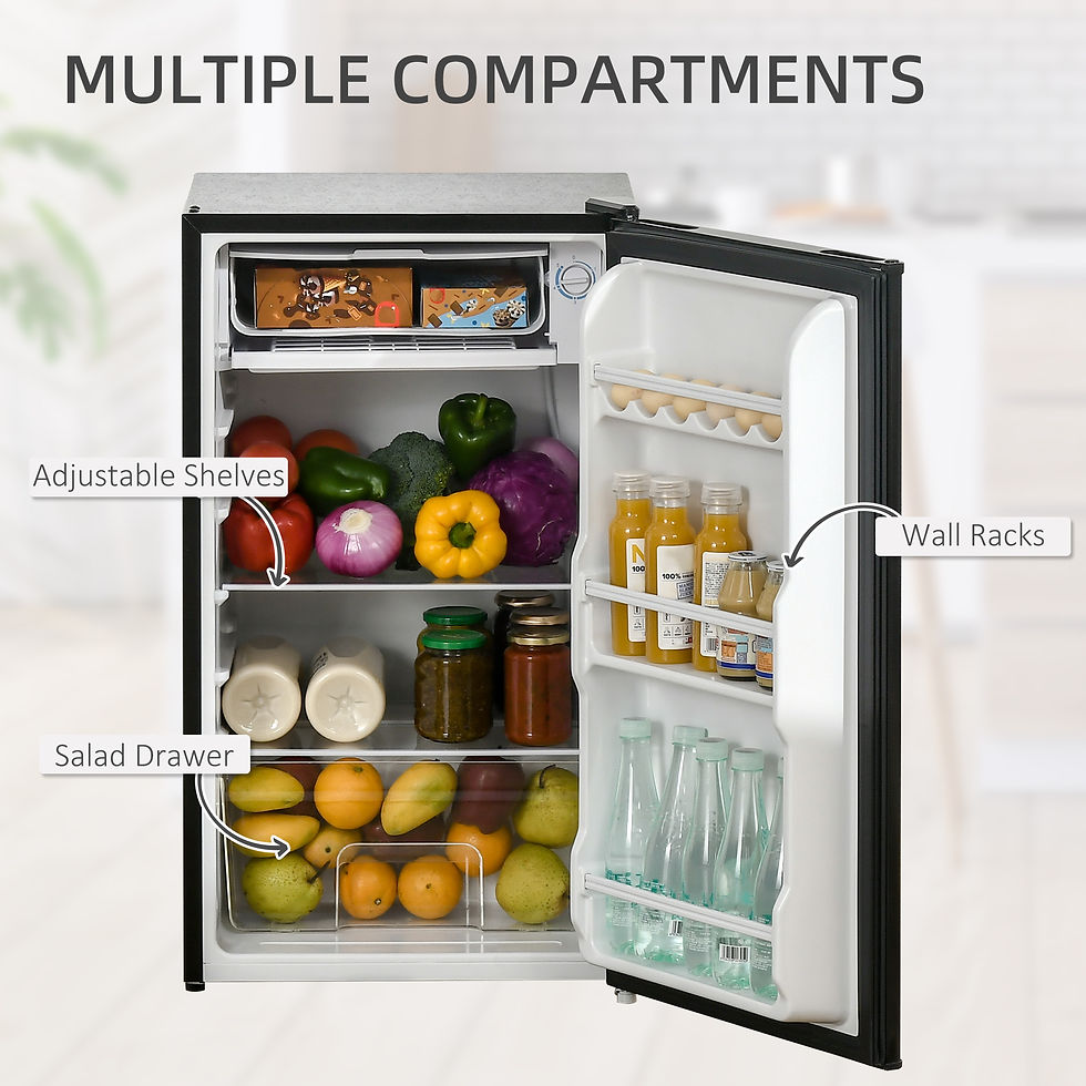 Thumbnail: 91L Freestanding Under Counter Fridge with Chiller Box Reversible Door Black