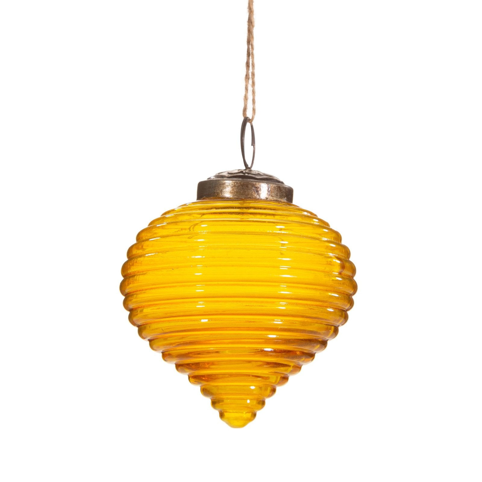 Amber Recycled Glass Rippled Bauble Shipping furniture UK