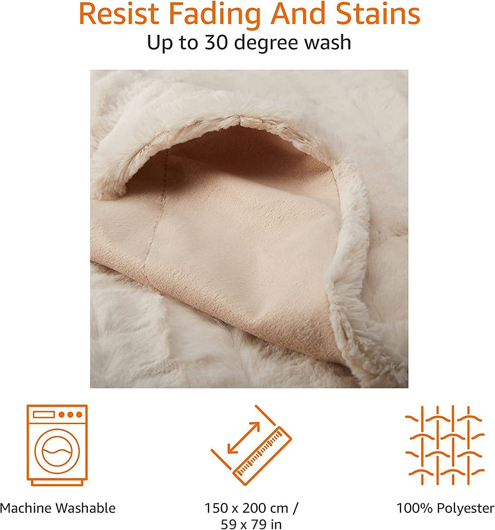 Thumbnail: Basics Faux Fur Throw Blanket - Machine Washable, 150 x 200cm, Ivory