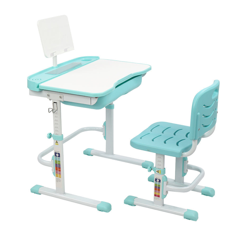 70CM Lifting Table Can Tilt Children Learning Table And Chair Turquoise