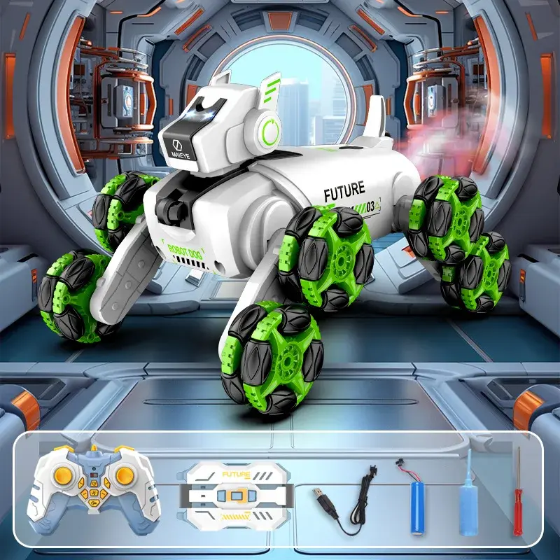 Thumbnail: Remote Control Mechanical Robot Dog Toy with Stunt Wheels