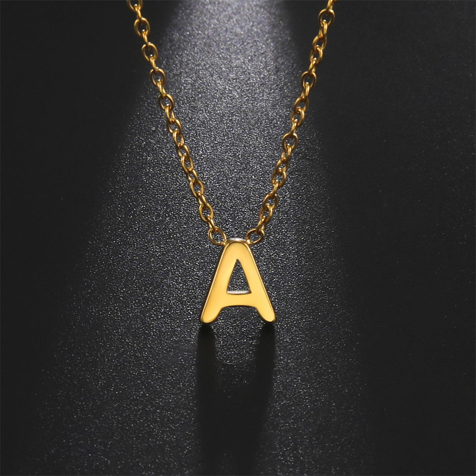 Thumbnail: Initial A-Z Letter Necklaces for Women Alphabet Pendant Choker, Stainless Steel