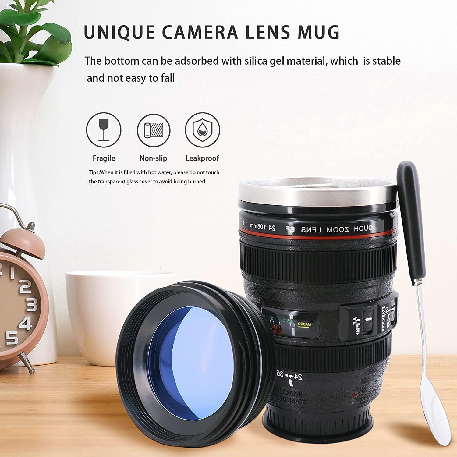 Camera Lens Coffee Cup & Travel Mug, the magic suction cup creative gift cup Sta