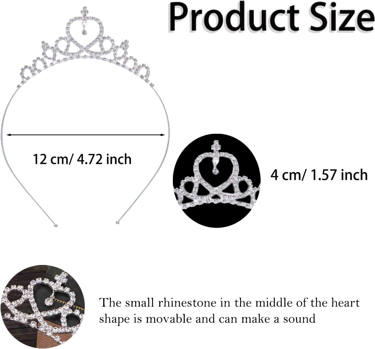 2Pcs Tiaras for Girls, Tiara Crown Crystal Tiaras Wedding Crown Princess Crown,