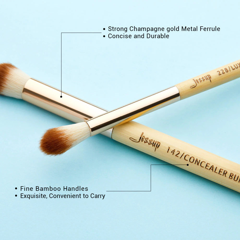 Brushes 15Pcs Bamboo Makeup Brushes Delicate Eye Brochas Maquillaje Professional