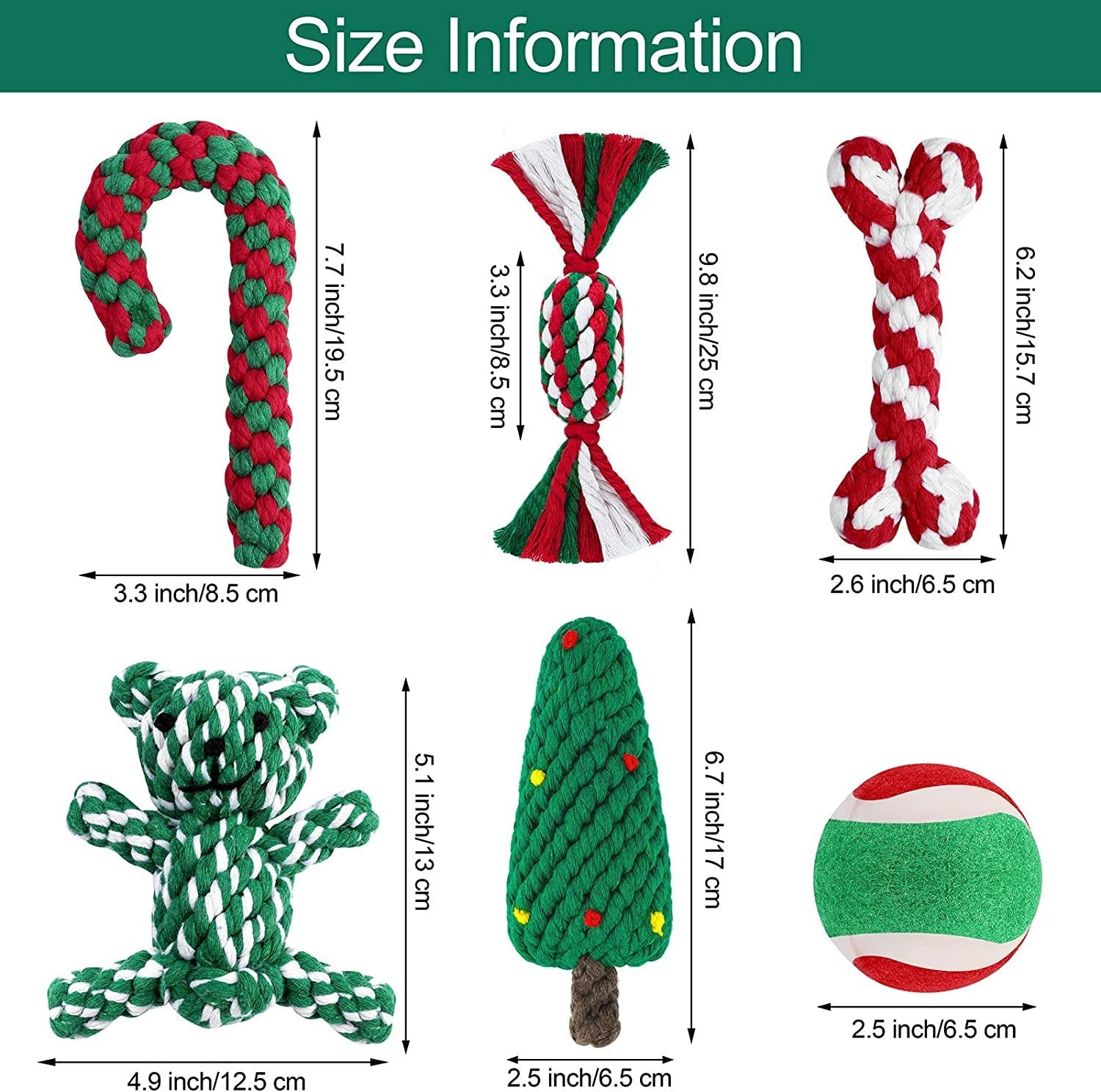 6 Pieces Christmas Dog Chew Toy Dog Rope Toys Candy Cane Pet Chew Toys Chew Trai