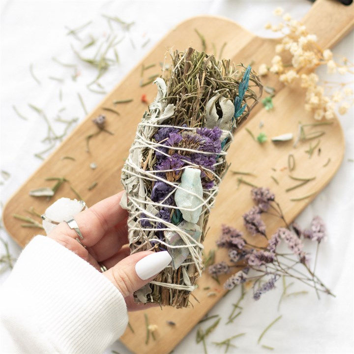 Thumbnail: 6in Ritual Wand Smudge Stick with Rosemary, Sage and Aventurine