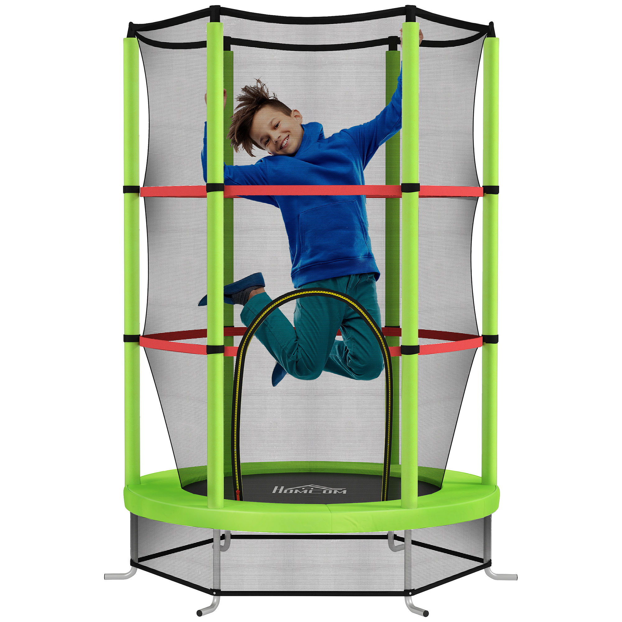 Kids Mini Trampoline with Safety Enclosure – Green