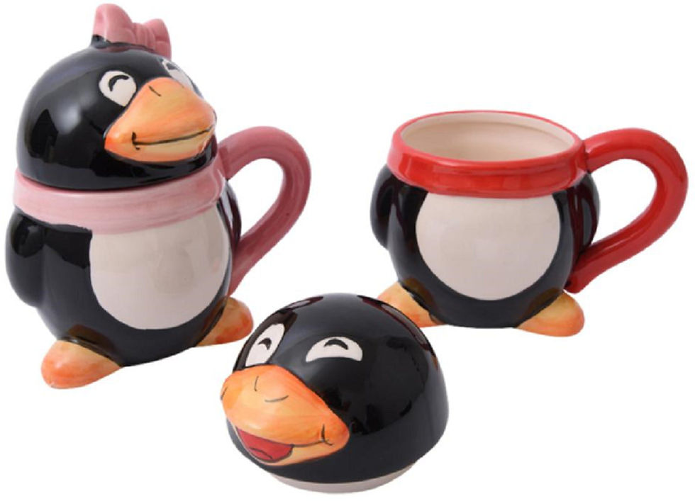 Thumbnail: GIFTWORKS 3D PENGUIN MUG with LID 270ML - 4719 CUP TEA COFFEE ANIMAL MALE FEMALE