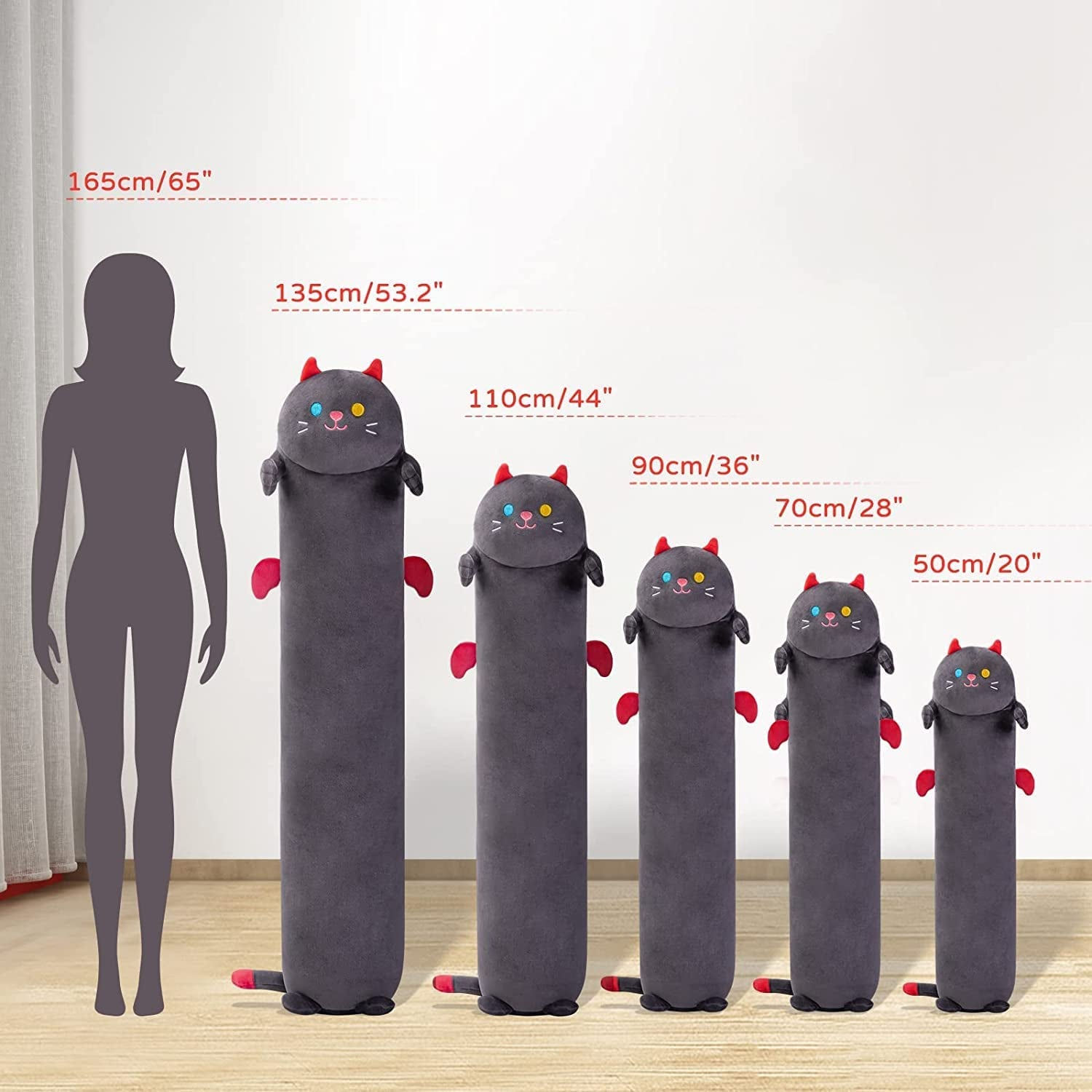 44in Long Cat Plush Pillows Stuffed Animals Squishy Pillows - Plushie Cute Kitty