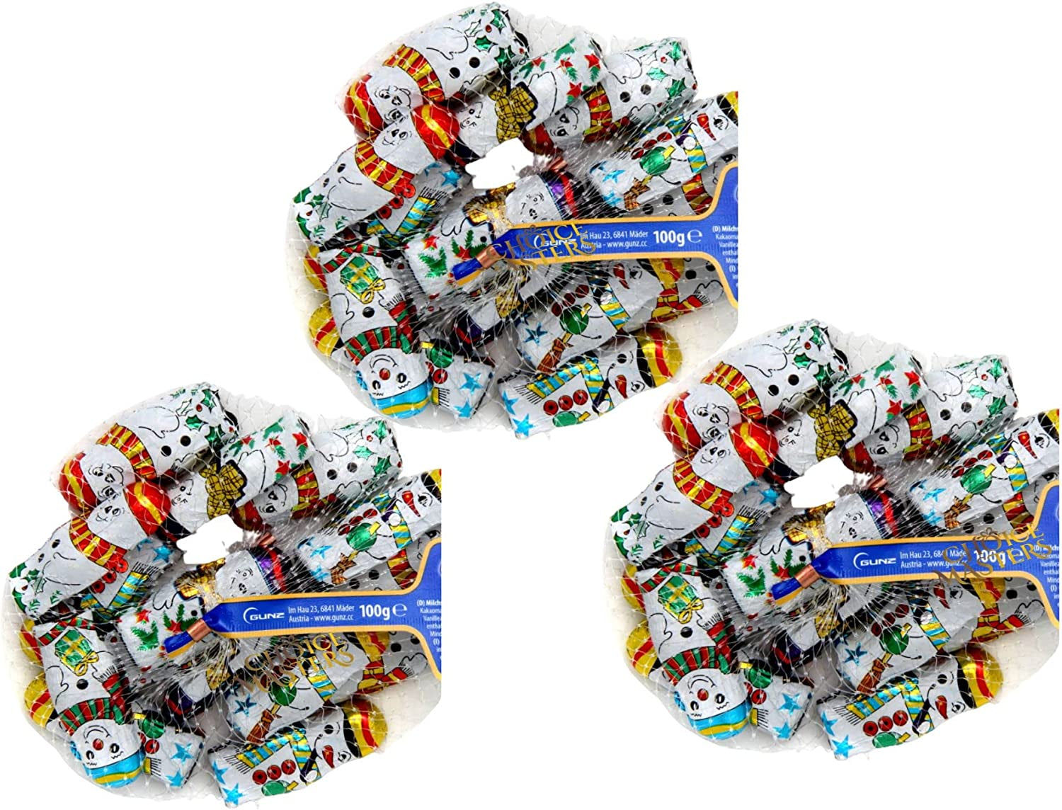 Chocolate Snow Men In Net - Individually Foiled Milk Chocolate Gift Pack - Novel