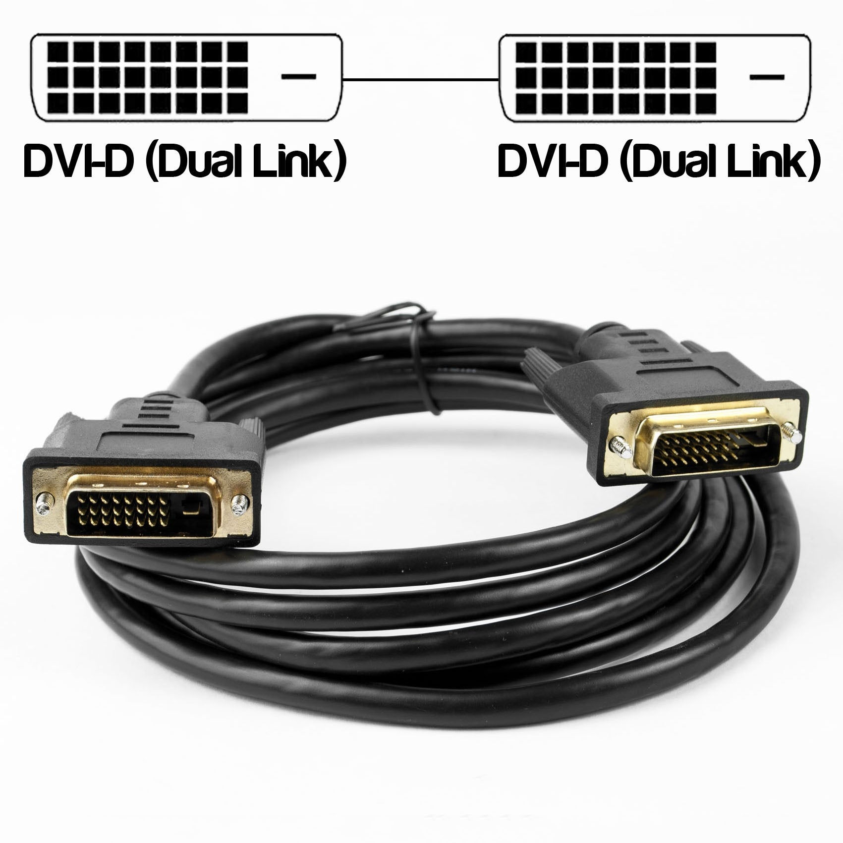 2 Metres Gold Plated DVI-D (24+1) Male to DVI-D (24+1) Cable | Essentials