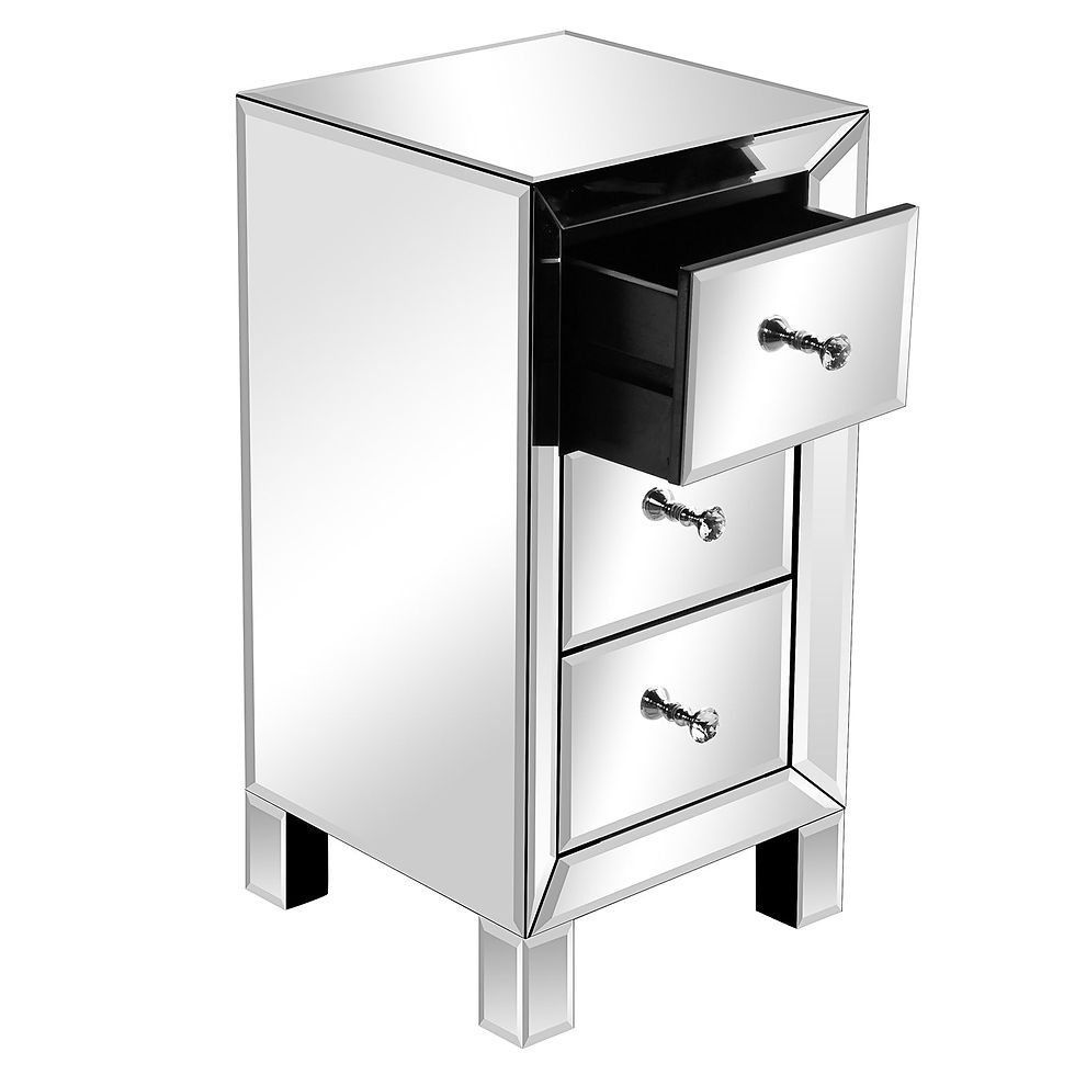 Thumbnail: Modern and Contemporary Mirrored 3-Drawers Nightstand Bedside Table