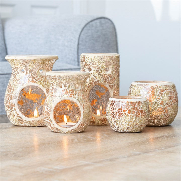 Thumbnail: Gold Pillar Crackle Glass Oil Burner