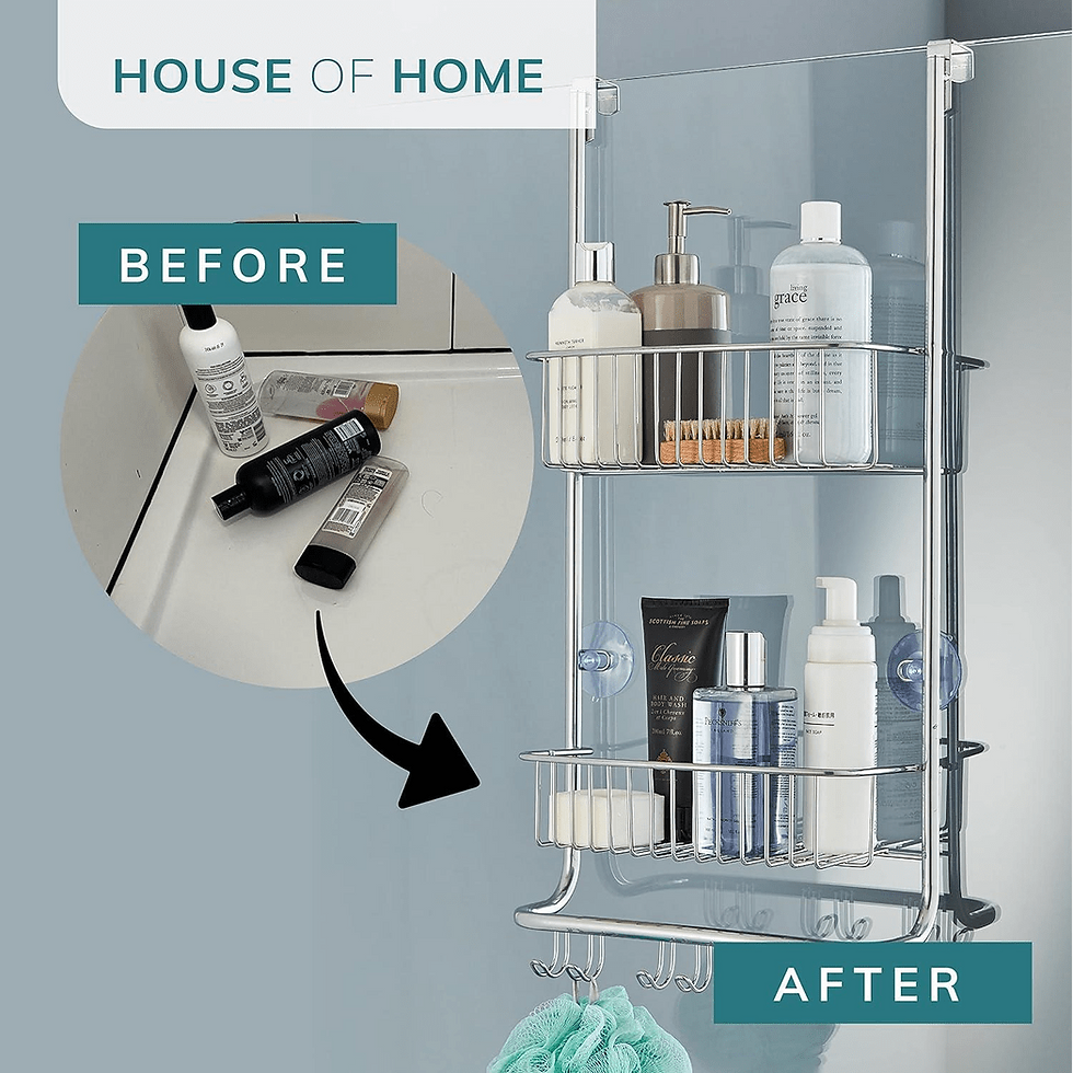 Thumbnail: Over Door Shower Caddy with Nano Coating – 2 Tier Bathroom Storage Organiser