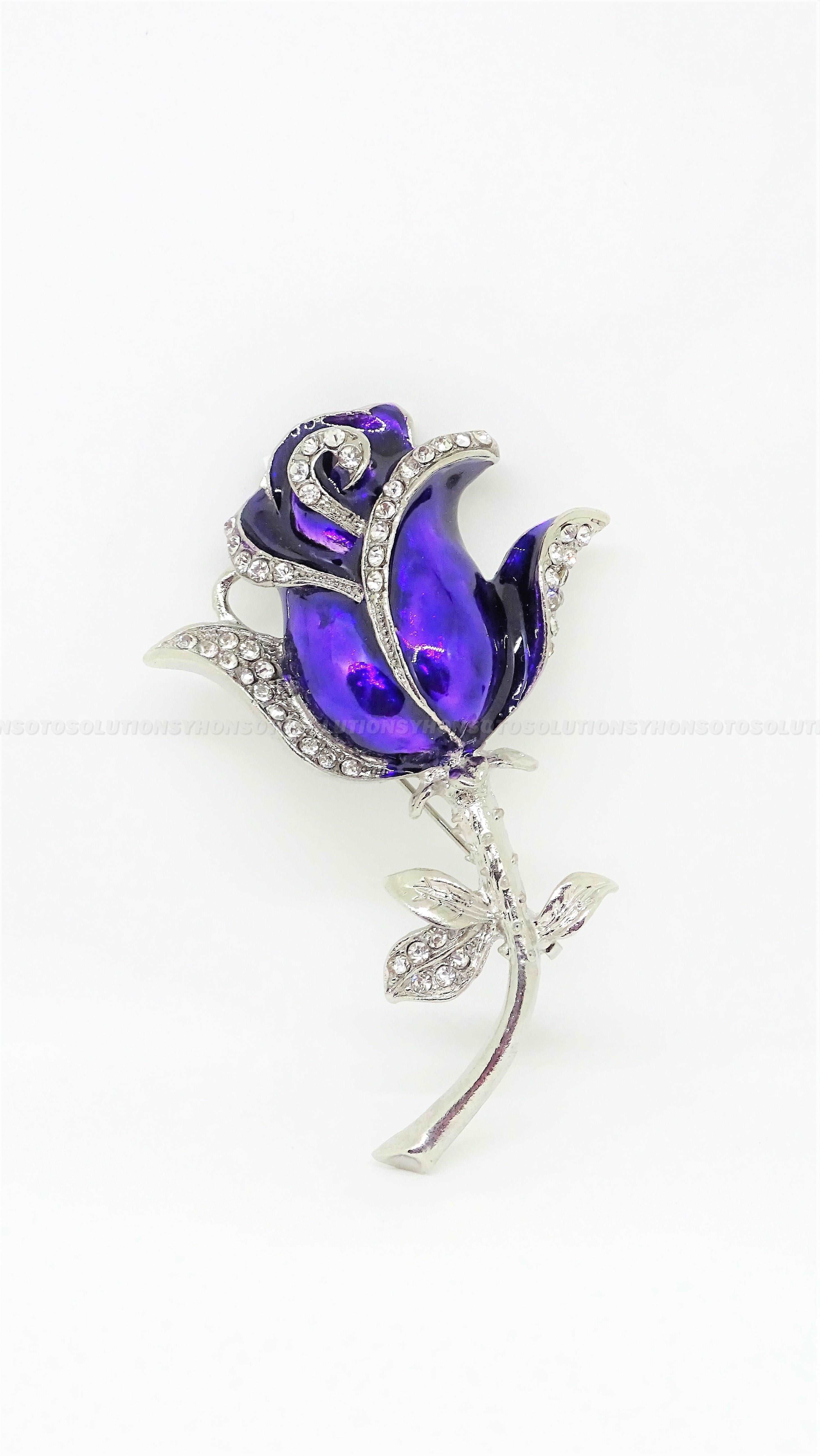 (4GB) USB Purple Flower Pin Brooch