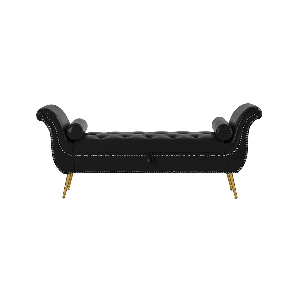 Thumbnail: PU Leather, Metal Feet Upholstered Ottoman Bedroom Lounge Ottoman