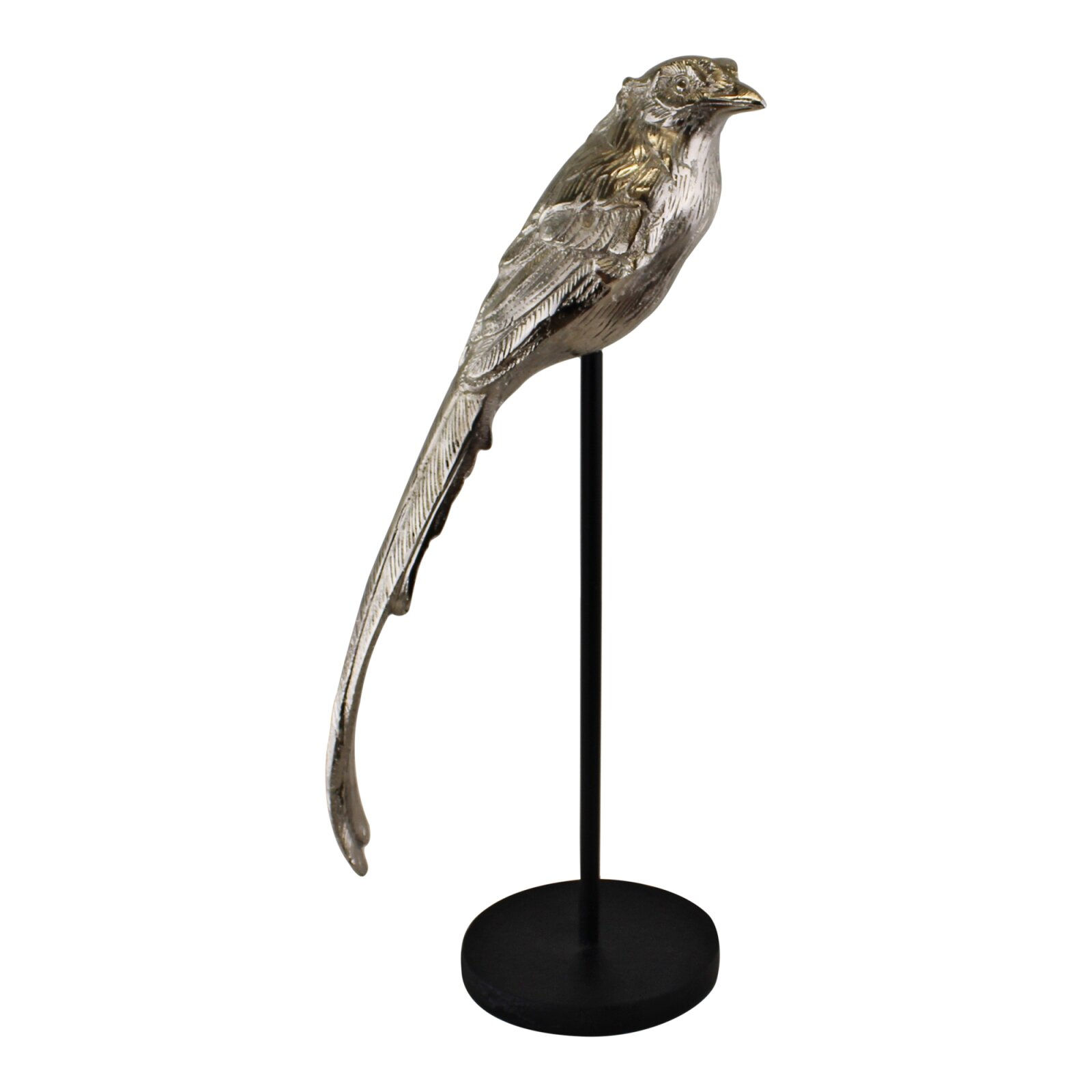 Silver Metal Bird Ornament On Stand Shipping furniture UK