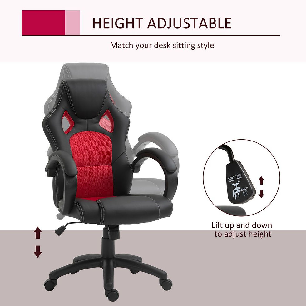 Thumbnail: Executive Racing Swivel Gaming Office Chair PU Leather Computer Desk Chair Black